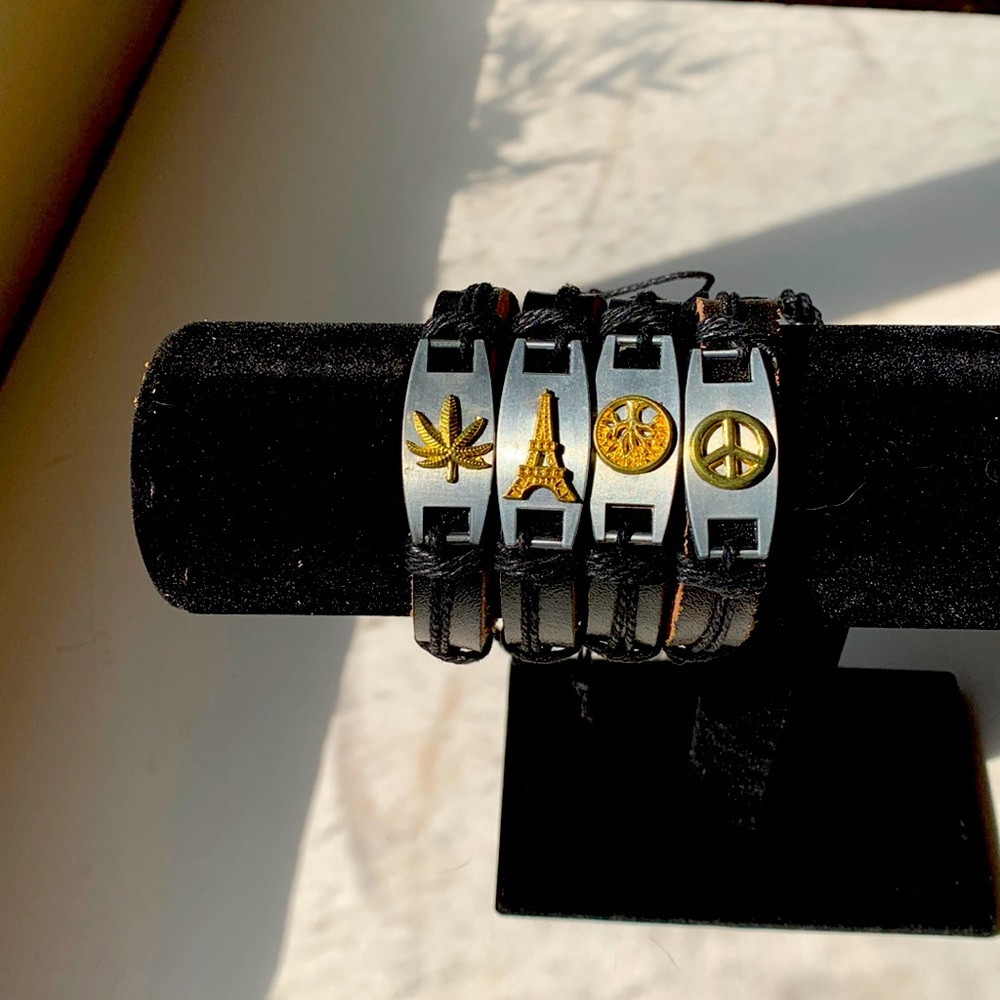 Hand made leather bracelets. Unisex. Stack them, mix and match